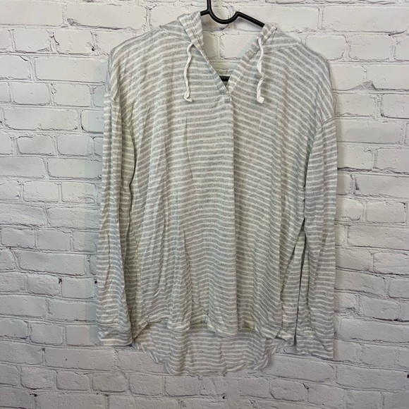 Lightweight Grey and White Striped Hoodie - Picture 1 of 2